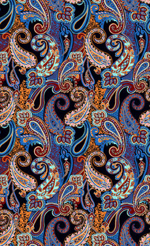  Seamless Asian Textile Background. Damask seamless pattern, paisley pattern, Shawl pattern. elegant  and classic design with unique new trendy  