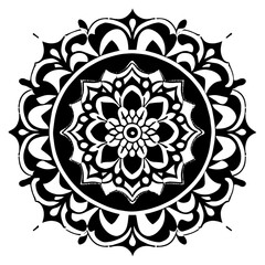 Flower clipart vector design black and white