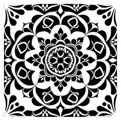 Flower clipart vector design black and white