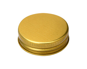 gold metal lid on white background