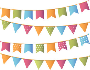 Fototapeta premium Colorful bunting for decoration of invitations, greeting cards etc, bunting flags