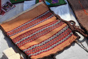 Handmade bag for storing bread. Turkmenistan. Ashkhabad market. - 595476384