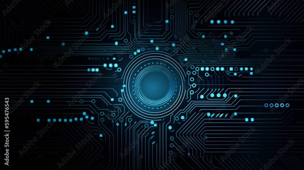 Wall mural abstract hi tech digital circuit electronic mainboard computer futuristic technology background, gen