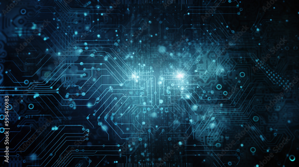 Wall mural abstract hi tech digital circuit electronic mainboard computer futuristic technology background, gen