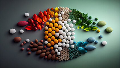 Abstrcat pills collection, flatlay