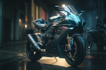 Fototapeta na wymiar A technologically advanced superbike featuring harmonious design. Generative AI