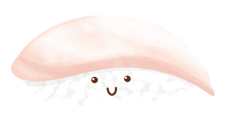 Fototapeta premium Fish Sushi cute food character, Sushi cartoon, Traditional Japanese food Illustration 