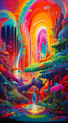 Psychedelic Illusions created with Generative AI Technology - 595481138