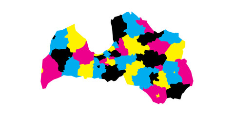 Obraz premium Latvia political map of administrative divisions - municipalities and cities. Blank vector map in CMYK colors.
