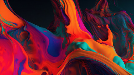 Abstract colorful wallpaper. Fluid art 3d background. AI