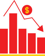 Recession icon. Symbol of stock collapse, recession and losses. Isolated vector illustration  background from business collection.