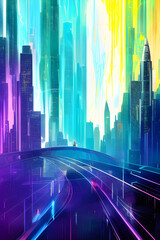 Cyberpunk city background. Generative AI