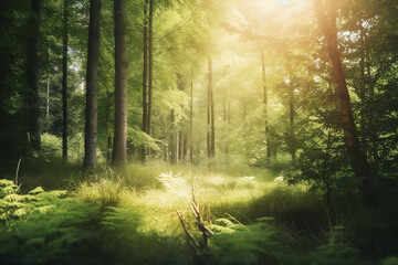 Fototapeta na wymiar Summer Forest Illustration as a Background