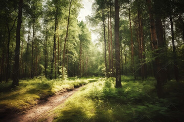 Obraz premium Summer Forest Illustration as a Background