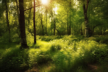 Fototapeta na wymiar Summer Forest Illustration as a Background