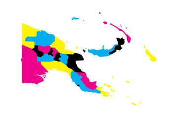 Papua New Guinea political map of administrative divisions - provinces, autonomous region and National Capital District. Blank vector map in CMYK colors.