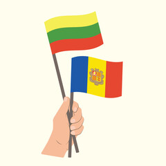 Flags of Lithuania and Andorra, Hand Holding flags