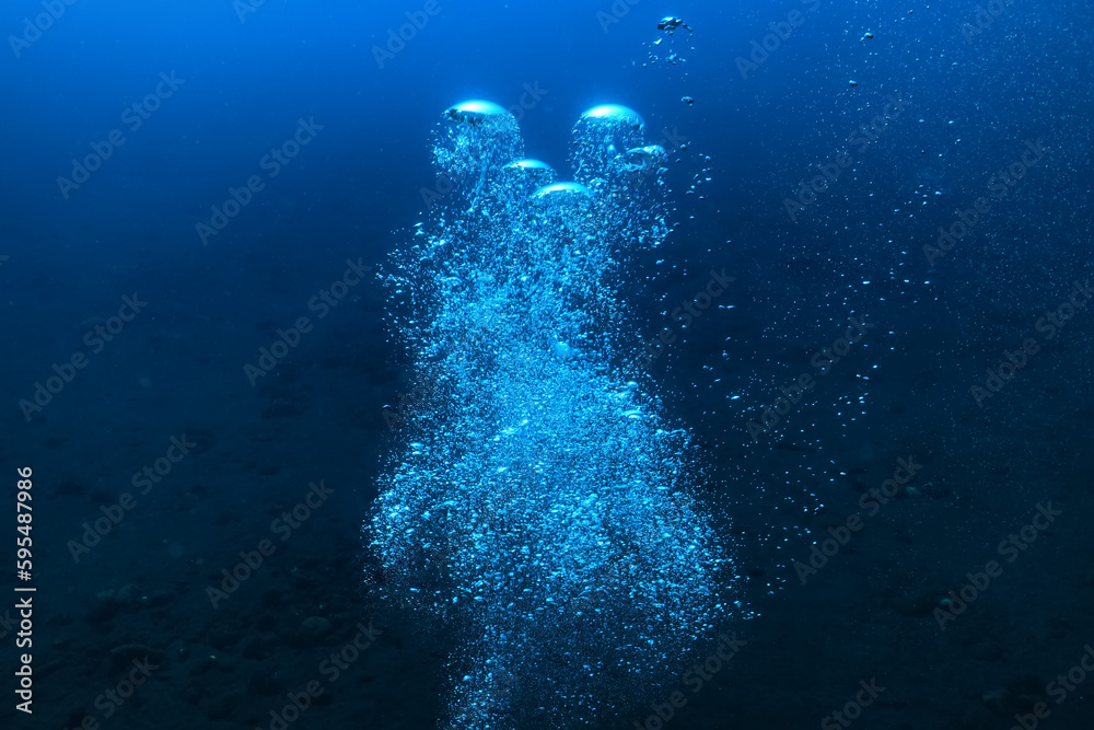 Sticker air bubbles underwater background diving in the sea