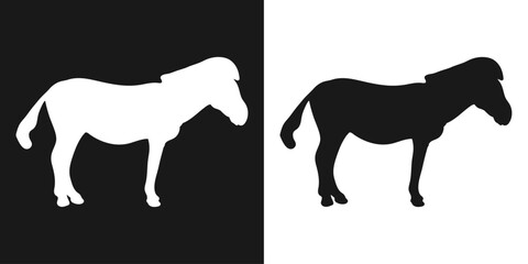 Zebra. A set of isolated icons, a black-and-white logo on a white-and-black background