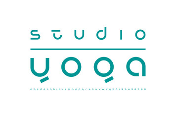 Technology font, digital cyber alphabet made futurism style, Latin lowercase letters A-Z and Arab numerals 0-9 space style