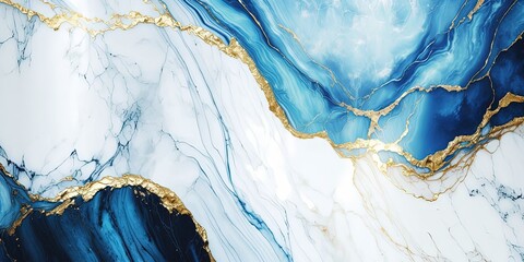 Naklejka premium Blue Marble and gold abstract background. Marbling wallpaper design with natural luxury style swirls of marble and gold by ai generative