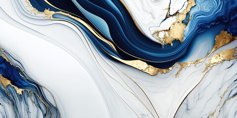 Blue Marble and gold abstract background. Marbling wallpaper design with natural luxury style swirls of marble and gold by ai generative