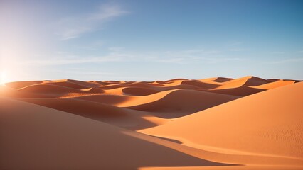 Fototapeta na wymiar A Daring View Of A Desert With A Sun Shining Over The Sand AI Generative