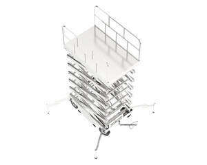 Hydraulic scissors lift isolated on transparent background. 3d rendering - illustration