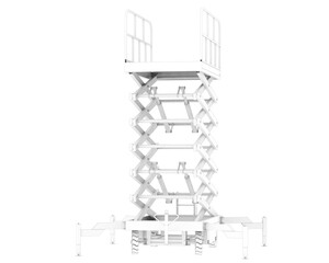 Hydraulic scissors lift isolated on transparent background. 3d rendering - illustration