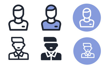 Name , Account details , login , profile, icons ,  user ,  set of people icons