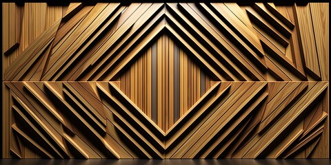 3d Wooden pattern Panel, With Wooden Background For Wall, 3d illustration. Abstract low poly background. Polygonal shapes background, geometric shape with wood texture by AI Generative