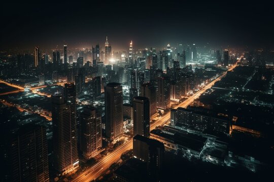 Gorgeous HD 4K wallpaper of a city skyline at night. Generative AI