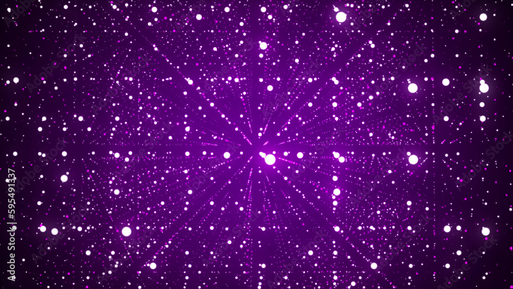Poster Abstract futuristic infinite flow of scientific data. Network structure of an array of points. Outer space background. Big data visualization. 3D rendering.