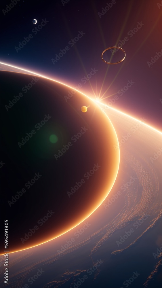 Wall mural An Abstract View Of A Planet With A Ring Of Light In The Middle AI Generative