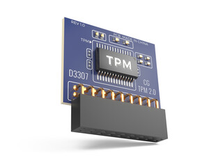 TPM - Trusted Platform Module isolated on white. 3d rendering