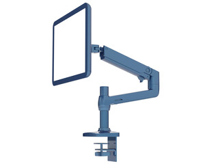 Monitor with arm isolated on transparent background. 3d rendering - illustration