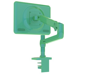Monitor with arm isolated on transparent background. 3d rendering - illustration