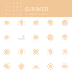 set of sun icons, summer, sunlight