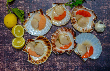 raw scallops ready to be put in the oven
