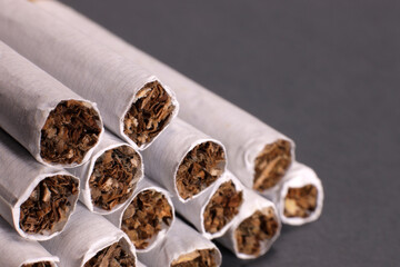 Cigarettes on a gray background