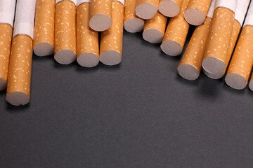 Cigarettes on a gray background. copy space for text