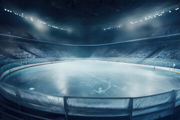 Fototapeta na wymiar ice rink stadium background psd with snow - Generative AI
