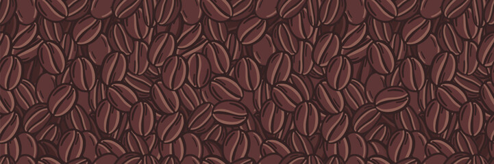 Coffee beans seamless pattern background. Hand drawn vector illustration.