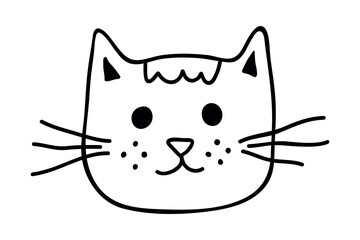 Hand drawn cat muzzle clipart. Cute pet face doodle
