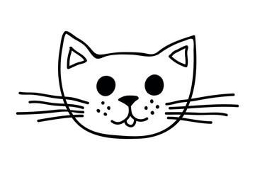 Hand drawn cat muzzle clipart. Cute pet face doodle