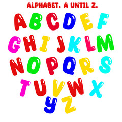 colorful English alphabet. A until Z.  fun style Cartoon style alphabet for kids Vector  