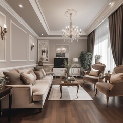 Fototapeta premium living room interior- generative ai