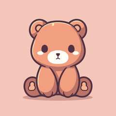 A cartoon bear with a pink background.