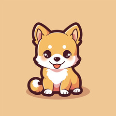 Dog that is sitting on a yellow background