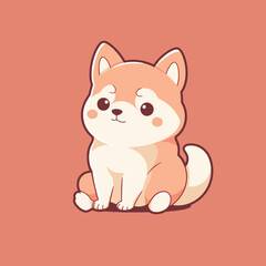 Shiba inu dog cartoon character on a pink background